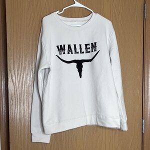 Morgan Wallen Fleece White Sweatshirt with Black Graphic